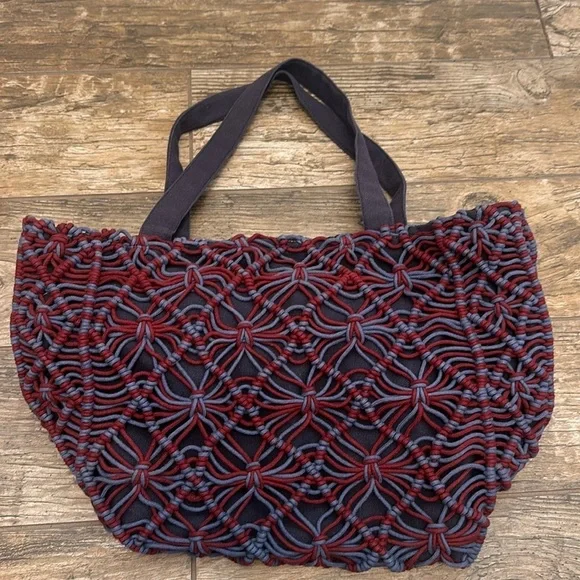 Scully Two-Toned Macrame Handbag blue burgundy - Picture 2 of 5